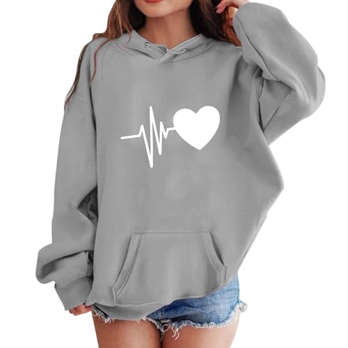 XINYUNZU Mädchen Jungen Hoodie Lässige Kapuzenpullover Casual Sweatshirt Kuschelhoodie Langarm Oberteile Mit Taschen Kinder Pullover Top für 1-14 Jahre Alt Gray 13 Jahre von XINYUNZU