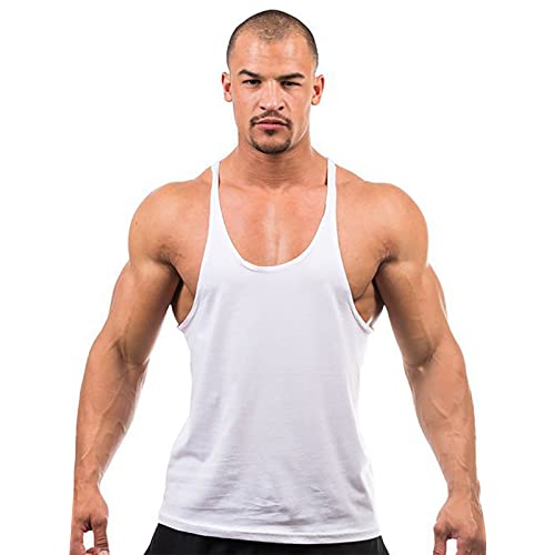 XINYUNZU Angebote Tages Blitzangebote Tank Top Herren Unterhemd Ärmellose Muskelshirts Unterhemden Tanktop Ärmellos Sport Shirt Männer Bodybuilding Gym Shirt Base Achselshirts Trägershirt Weiß M von XINYUNZU