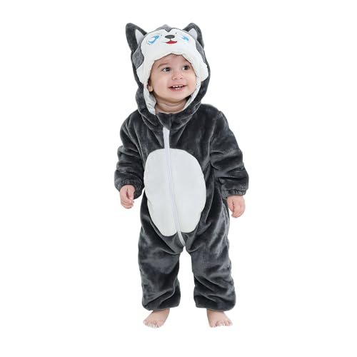 XINYUNZU Baby Overall Winter Strampler Flanell Schlafoverall Kinder Tier Overall Kuschel Schlafanzug Fleece Pyjama Cute Jumpsuit Onesie Warm Babykleidung Jungen Mädchen Angebote Dunkelgrau 3 Jahre von XINYUNZU