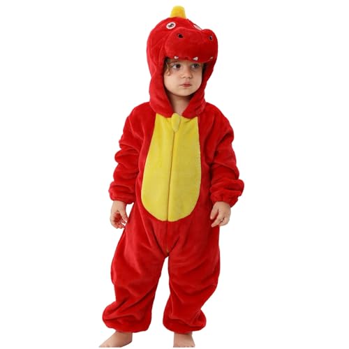 XINYUNZU Baby Overall Winter Strampler Flanell Schlafoverall Kinder Tier Overall Kuschel Schlafanzug Fleece Pyjama Cute Jumpsuit Onesie Warm Babykleidung Jungen Mädchen Angebote Rot 3 Jahre von XINYUNZU