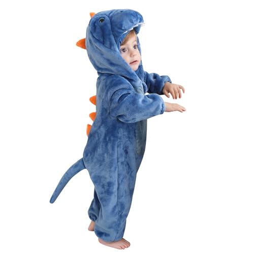 XINYUNZU Baby Overall Winter Strampler Flanell Schlafoverall Kinder Tier Overall Kuschel Schlafanzug Fleece Pyjama Cute Jumpsuit Onesie Warm Babykleidung Jungen Mädchen Blitzangebote Blau 3 Jahre von XINYUNZU