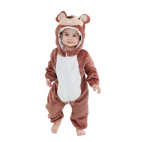 XINYUNZU Baby Overall Winter Strampler Flanell Schlafoverall Kinder Tier Overall Kuschel Schlafanzug Fleece Pyjama Cute Jumpsuit Onesie Warm Babykleidung Jungen Mädchen Outlet Braun 2 Jahre von XINYUNZU