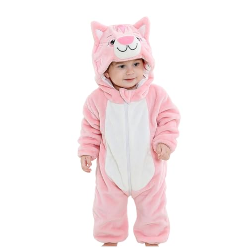 XINYUNZU Baby Overall Winter Strampler Flanell Schlafoverall Kinder Tier Overall Kuschel Schlafanzug Fleece Pyjama Cute Jumpsuit Onesie Warm Babykleidung Jungen Mädchen Warehouse Deal Rosa 2 Jahre von XINYUNZU