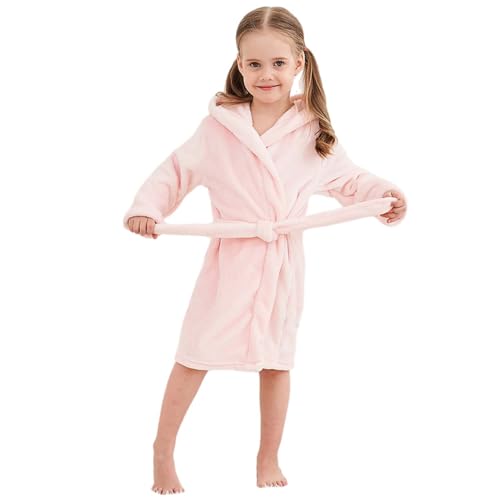 XINYUNZU Bademantel Kinder mit Kapuze, Morgenmantel Flanell Hausmantel Kuschelig Winter Saunamantel Bathrobe Warm Badeponcho Kinderbademantel für Mädchen und Jungen Warehouse Deal Rosa 2 Jahre von XINYUNZU
