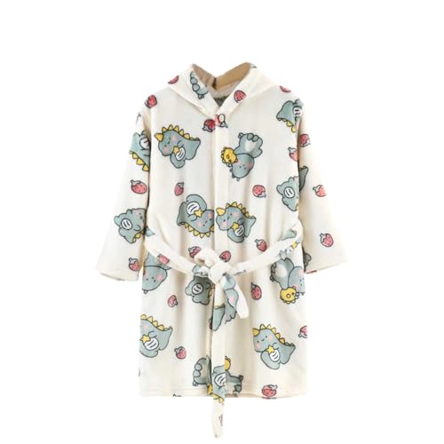 XINYUNZU Bademantel Unisex Kinder Flanell Morgenmantel Kuschel Hausmantel mit Kapuze Nachthemd Badeponcho Bathrobe Kinderbademantel für Mädchen und Jungen Warehouse Deal Weiß 120 von XINYUNZU