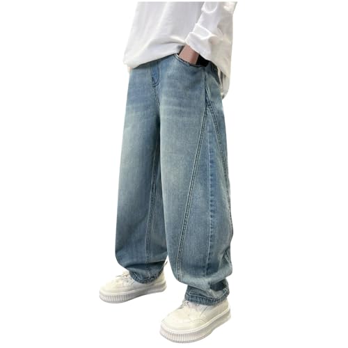 XINYUNZU Baggy Jeans Jungen Jeanshose mit Gummizug Freizeithose Mode Hose Pants Boy Jeanshosen für Kinder und Teenager Herbst Blau 11 Jahre von XINYUNZU