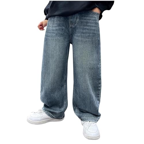 XINYUNZU Baggy Jeans Jungen Jeanshose mit Gummizug Freizeithose Mode Hose Pants Boy Jeanshosen für Kinder und Teenager Herbst Blau 12 Jahre von XINYUNZU