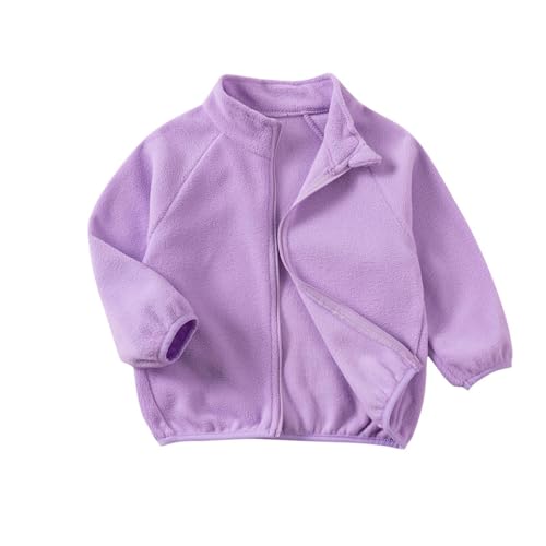 XINYUNZU Fleecejacke Kinder Übergangsjacke Einfarbig Fleece Jacke mit Reißverschluss Outdoor Polarfleece Jacke Leichte Herbstjacke Mädchen Lila 6 Jahre von XINYUNZU