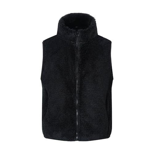 XINYUNZU Fleeceweste Kinder Ärmelloses Winterjacke Fleece Weste Stehkragen Warme Fleecejacke mit Reißverschluss Westen für Jungen und Mädchen 3-8 Jahre Alt Schwarz 160 von XINYUNZU