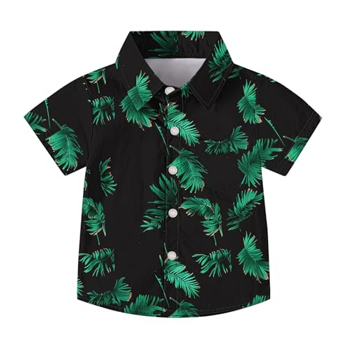 XINYUNZU Hawaii Hemd Kinder/Teenager Leichte Sommerhemd Kurzarm Hawaiihemd Button Down Kurzarmhemd Strandhemd Casual Shirt Freizeithemd Sommer Ausgefallene Hemden für Jungen und Mädchen Grün 14 Jahre von XINYUNZU