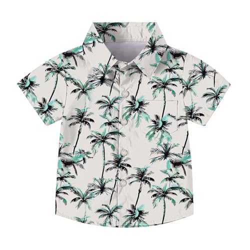XINYUNZU Hawaii Hemd Kinder/Teenager Leichte Sommerhemd Kurzarm Hawaiihemd Button Down Kurzarmhemd Strandhemd Casual Shirt Freizeithemd Sommer Ausgefallene Hemden für Jungen und Mädchen Weiß 8 Jahre von XINYUNZU