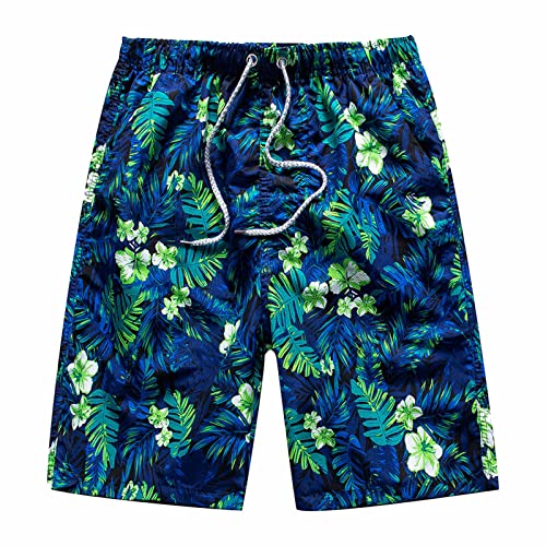 XINYUNZU Herren Badehose Schnelltrocknend Badeshorts Boardshorts Männer Schwimmhose Kurz Strand Shorts Sommer Badehosen für Herren Geschenkkarte Tages Dunkelblau 4XL von XINYUNZU