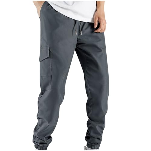 XINYUNZU Herren Hose Cargohose Sommer Freizeithosen mit Taschen Leichte Sommerhose Outdoor Hose Regular Fit Arbeitshosen Männer Lässig Hosen Gutschein Dunkelgrau XL von XINYUNZU