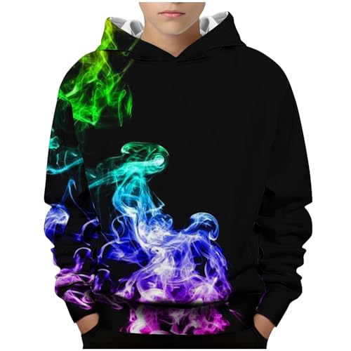 XINYUNZU Hoodie Jungen Sweatshirt mit Kapuze Kinder Langarmshirt Winter Hoodies Teenager Lässige Oberteile Pullover Top Coole Kapuzenpullover für 4-14 Jahre Alt Schwarz 150 von XINYUNZU