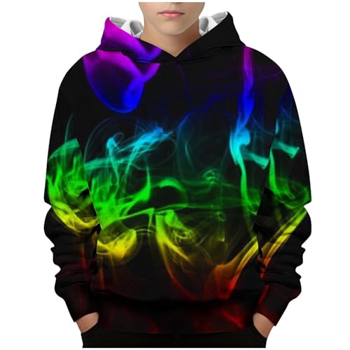 XINYUNZU Hoodie Jungen Sweatshirt mit Kapuze Kinder Langarmshirt Winter Hoodies Teenager Lässige Oberteile Pullover Top Coole Kapuzenpullover für 4-14 Jahre Alt Schwarz 140 von XINYUNZU