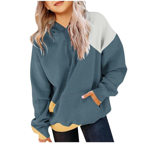 XINYUNZU Hoodie Mädchen Kapuzenpullover mit Taschen Casual Sweatshirt mit Kapuze Kinder Kleidung Kuschel Hoodie Pullover Sweatshirt Langarmshirt Marine 13 Jahre von XINYUNZU