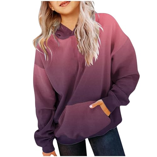 XINYUNZU Hoodie Mädchen Kapuzenpullover mit Taschen Casual Sweatshirt mit Kapuze Kinder Kleidung Kuschel Hoodie Pullover Sweatshirt Langarmshirts für 2-14 Jahre Alt Pink 13 Jahre von XINYUNZU