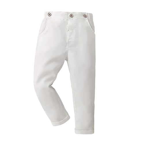 XINYUNZU Hosen für Jungen Anzughose Lässigen Hose Einfarbige Freizeithose Boy Trouser Kinder Kleidung Casual Pants 1-8 Jahre Alt Outlet Shop Weiß 7 Jahre von XINYUNZU