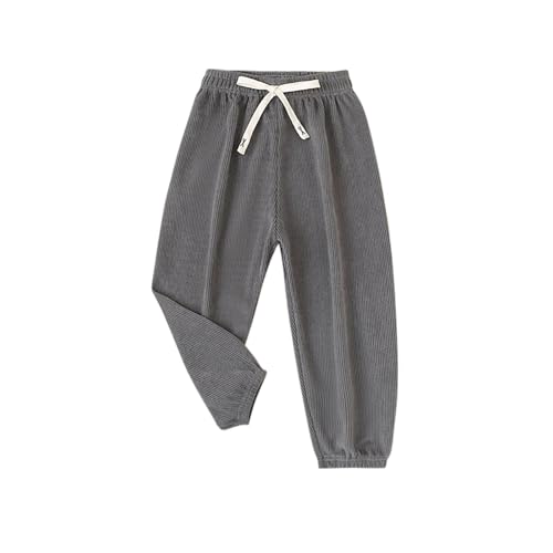 XINYUNZU Hosen für Jungen Cordhose Elastische Taille Sporthose Thermohose Kinder Outdoor Hose Jogginghose Einfarbig Trainingshose Sweatpants Pants Boy Kordhose Angebote Grau 4 Jahre von XINYUNZU