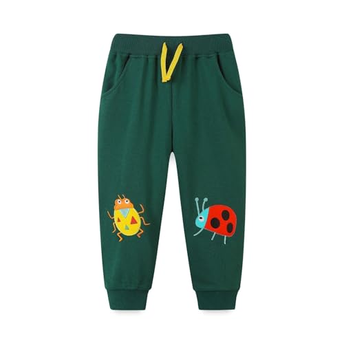XINYUNZU Hosen für Jungen Jogginghose Kinder Jogger Hose mit Cartoon-Print Sporthose Sweatpants Kuschel Outdoorhose Freizeithose 2-7 Jahre Alt Blitzangebote Armeegrün 4 Jahre von XINYUNZU
