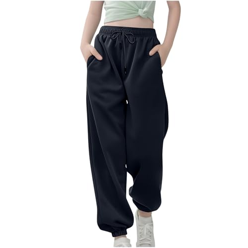 XINYUNZU Jogginghose Jungen Mädchen Jogging Hose Elastische Taille Sporthose Einfarbig Trainingshose Kinder Sweatpants Track Pants Outdoorhose Frühling Freizeithose Angebote Marine 160 von XINYUNZU