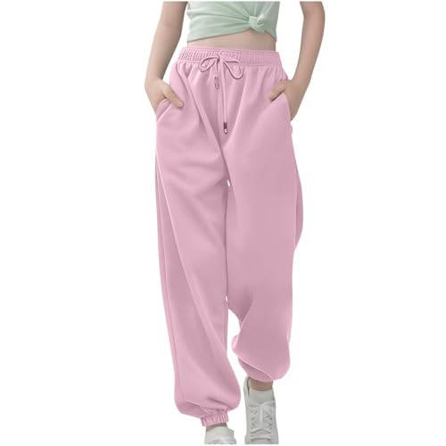 XINYUNZU Jogginghose Jungen Mädchen Jogging Hose Elastische Taille Sporthose Einfarbig Trainingshose Kinder Sweatpants Track Pants Outdoorhose Frühling Freizeithose Outlet Shop Rosa 160 von XINYUNZU