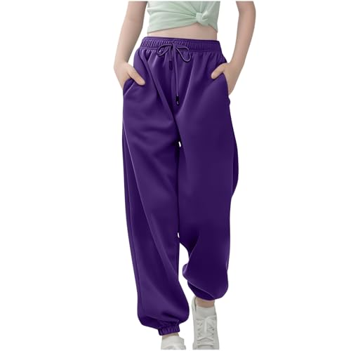 XINYUNZU Jogginghose Jungen Mädchen Jogging Hose Elastische Taille Sporthose Einfarbig Trainingshose Kinder Sweatpants Track Pants Outdoorhose Frühling Freizeithose Outlet Shop Sale Lila 130 von XINYUNZU