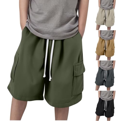 XINYUNZU Jungen Cargo Shorts Sommer Cargohose Kurz Baggy Elastische Taille Sport Shorts mit Tunnelzug Mode Sommerhose Kurz Freizeitshorts Outdoor Kurze Hosen für Kinder und Teenager Armeegrün 3XL XINYUNZU Jungen Cargo Shorts Sommer Cargohose Kurz Baggy Elastische Taille Sport Shorts mit Tunnelzug Mode Sommerhose Kurz Freizeitshorts Outdoor Kurze Hosen für Kinder und Teenager Armeegrün 3XL von XINYUNZU