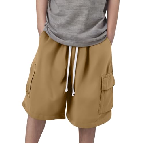 XINYUNZU Jungen Cargo Shorts Sommer Cargohose Kurz Baggy Elastische Taille Sport Shorts mit Tunnelzug Mode Sommerhose Kurz Freizeitshorts Outdoor Kurze Hosen für Kinder und Teenager Braun L XINYUNZU Jungen Cargo Shorts Sommer Cargohose Kurz Baggy Elastische Taille Sport Shorts mit Tunnelzug Mode Sommerhose Kurz Freizeitshorts Outdoor Kurze Hosen für Kinder und Teenager Braun L von XINYUNZU