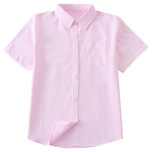 XINYUNZU Jungen Hemd Baumwolle Sommer Casual Einfarbig Shirt Leichtes Sommerhemd Kurzarm Freizeithemd Hemden für Kinder und Teenager Rosa M XINYUNZU Jungen Hemd Baumwolle Sommer Casual Einfarbig Shirt Leichtes Sommerhemd Kurzarm Freizeithemd Hemden für Kinder und Teenager Rosa M von XINYUNZU