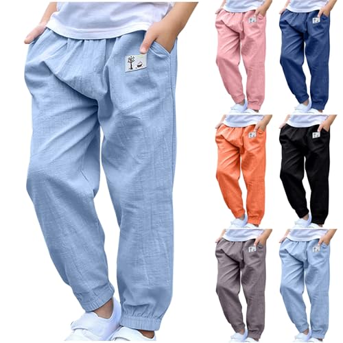 XINYUNZU Jungen Hose Jogginghose mit Elastischem Bund Kinder Leichte Pumphose Sweatpants Boys Cargohose Outdoorhose Baggy Hosen für 3-10 Jahre Alt Angebot Hellblau 4 Jahre von XINYUNZU