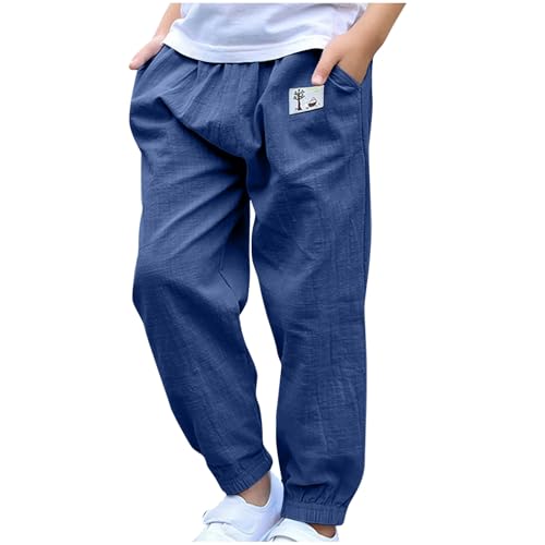XINYUNZU Jungen Hose Jogginghose mit Elastischem Bund Kinder Leichte Pumphose Sweatpants Boys Cargohose Outdoorhose Baggy Hosen für 3-10 Jahre Alt Warehouse Deal Dunkelblau 8 Jahre von XINYUNZU