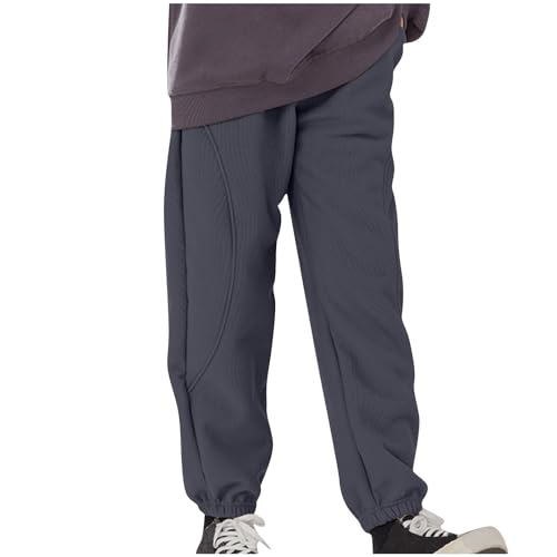 XINYUNZU Jungen Jogginghose Fleece Thermohose Kinder Winterhose Outdoor Hose Sporthose Einfarbig Sweatpants Warm Boy Fleecehose Trainingshose Hosen für 3-14 Jahre Alt Angebote Dunkelgrau 12 Jahre von XINYUNZU