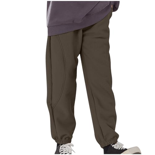 XINYUNZU Jungen Jogginghose Fleece Thermohose Kinder Winterhose Outdoor Hose Sporthose Einfarbig Sweatpants Warm Boy Fleecehose Trainingshose Hosen für 3-14 Jahre Alt Warehouse Deal Braun 12 Jahre von XINYUNZU