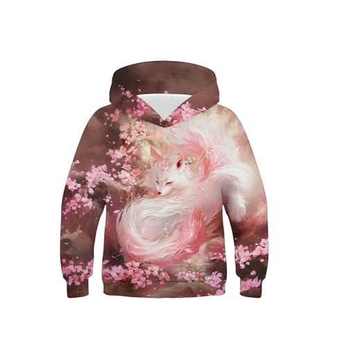XINYUNZU Jungen Kapuzenpullover Mode 3D-Print Hoodie Sweatshirt mit Kapuze Teenager Sportshirt Langarm Kinder Kleidung Coole Hoodies Pullover Sweatshirts Herbst Winter Rosa 120 von XINYUNZU