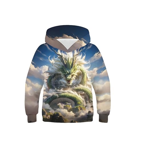 XINYUNZU Jungen Kapuzenpullover Mode 3D-Print Hoodie Sweatshirt mit Kapuze Teenager Sportshirt Langarm Kinder Kleidung Coole Hoodies Pullover Sweatshirts Herbst Winter Grün 110 von XINYUNZU