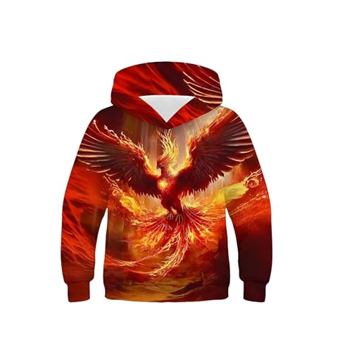 XINYUNZU Jungen Kapuzenpullover Mode 3D-Print Hoodie Sweatshirt mit Kapuze Teenager Sportshirt Langarm Kinder Kleidung Coole Hoodies Pullover Sweatshirts Herbst Winter Rot 130 von XINYUNZU