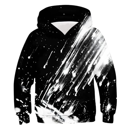 XINYUNZU Jungen Kapuzenpullover Mode 3D-Print Hoodie Sweatshirt mit Kapuze Teenager Sportshirt Langarm Kinder Kleidung Coole Hoodies Pullover Sweatshirts Herbst Winter Weiß 7 Jahre von XINYUNZU