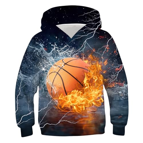 XINYUNZU Jungen Kapuzenpullover Mode 3D-Print Hoodie Sweatshirt mit Kapuze Teenager Sportshirt Langarm Kinder Kleidung Coole Hoodies Pullover Sweatshirts Herbst Winter Grau 11 Jahre von XINYUNZU