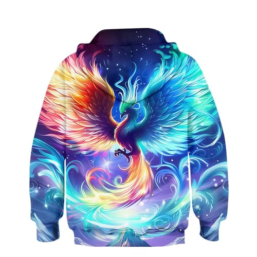 XINYUNZU Jungen Kapuzenpullover Mode 3D-Print Hoodie Sweatshirt mit Kapuze Teenager Sportshirt Langarm Kinder Kleidung Coole Hoodies Pullover Sweatshirts Herbst Winter Himmelblau 9 Jahre von XINYUNZU