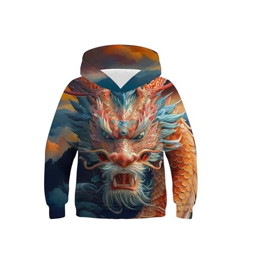 XINYUNZU Jungen Kapuzenpullover Mode 3D-Print Hoodie Sweatshirt mit Kapuze Teenager Sportshirt Langarm Kinder Kleidung Coole Hoodies Pullover Sweatshirts Herbst Winter Beige 140 von XINYUNZU