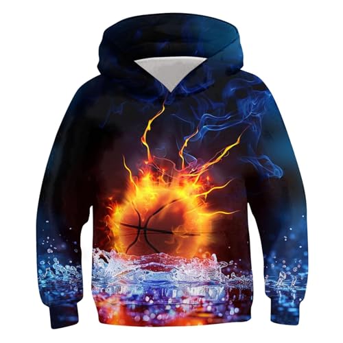 XINYUNZU Jungen Kapuzenpullover Mode 3D-Print Hoodie Sweatshirt mit Kapuze Teenager Sportshirt Langarm Kinder Kleidung Coole Hoodies Pullover Sweatshirts Herbst Winter Gelb 9 Jahre von XINYUNZU