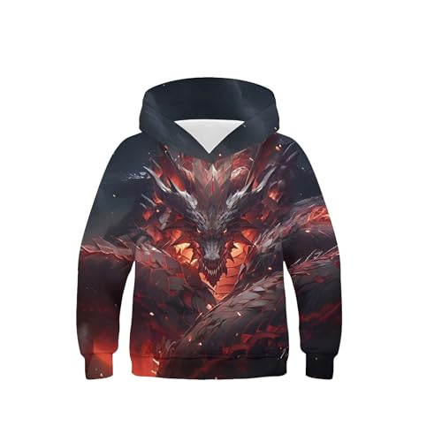 XINYUNZU Jungen Kapuzenpullover Mode 3D-Print Hoodie Sweatshirt mit Kapuze Teenager Sportshirt Langarm Kinder Kleidung Coole Hoodies Pullover Sweatshirts Herbst Winter Heißes Rosa 140 von XINYUNZU