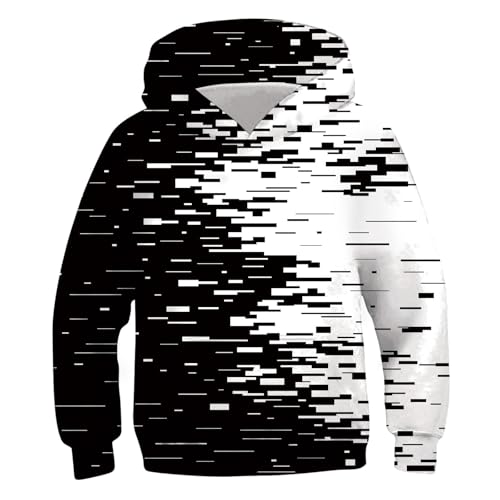 XINYUNZU Jungen Kapuzenpullover Mode 3D-Print Hoodie Sweatshirt mit Kapuze Teenager Sportshirt Langarm Kinder Kleidung Coole Hoodies Pullover Sweatshirts Herbst Winter Weiß 13 Jahre von XINYUNZU
