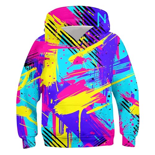 XINYUNZU Jungen Kapuzenpullover Mode 3D-Print Hoodie Sweatshirt mit Kapuze Teenager Sportshirt Langarm Kinder Kleidung Coole Hoodies Pullover Sweatshirts Herbst Winter Lila 9 Jahre von XINYUNZU