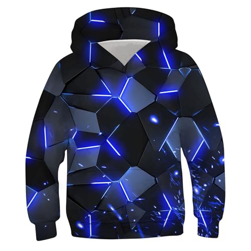XINYUNZU Jungen Kapuzenpullover Mode Hoodie Langarm Sweatshirt mit Kapuze Teenager Oberteil mit 3D-Print Kinderkleidung Coole Hoodies Pullover Sweatshirts Warehouse Dunkelblau 7 Jahre von XINYUNZU