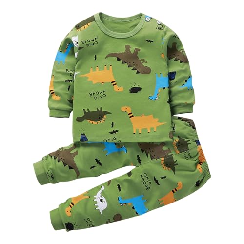 XINYUNZU Jungen Langarmshirt mit Hose Kinder Kleidung Set Baumwolle T-Shirt und Sporthose Set Trainingsanzug Schlafanzug Pyjama Set Boys Bekleidungssets für 1-7 Jahre Angebot des Tages Grün 90 von XINYUNZU