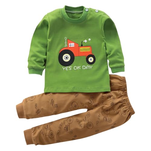 XINYUNZU Jungen Langarmshirt mit Hose Kinder Kleidung Set Baumwolle T-Shirt und Sporthose Set Trainingsanzug Schlafanzug Pyjama Set Boys Bekleidungssets für 1-7 Jahre Sale Grün 4 Jahre von XINYUNZU