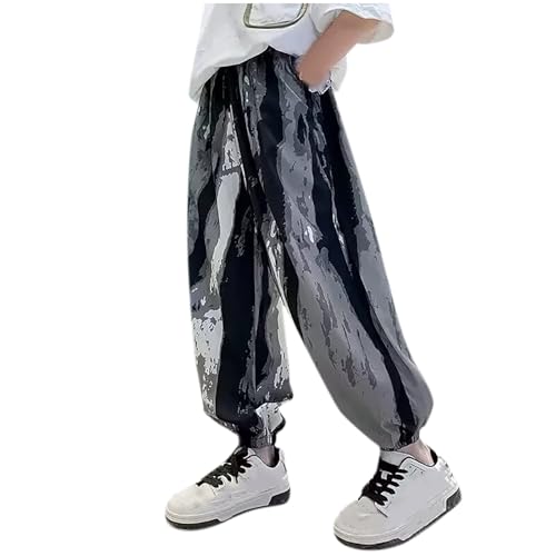 XINYUNZU Jungen Leichte Sommerhose Eisseide Dünne Outdoorhose Baggy Hose Jogginghose Schnelltrocknend Sporthose Pumphose Casual Pants Boys Sommer Mode Hosen für Kinder Angebote Schwarz 11 Jahre von XINYUNZU