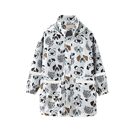 XINYUNZU Jungen Mädchen Regenjacke Lang Regenponcho mit Taschen Outdoor Regenschutz Jacke Regenmäntel Kinder Winddicht Kuschel Kapuzenjacke 3-11 Jahre Alt Outlet Angebote Weiß 8-9 Jahre von XINYUNZU